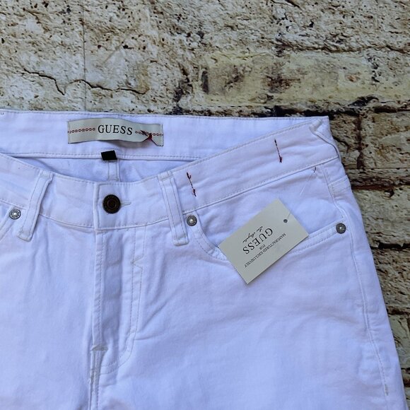Guess Men's Sony White Denim Shorts Slim Fit Stretch Size 31 - Picture 4 of 7